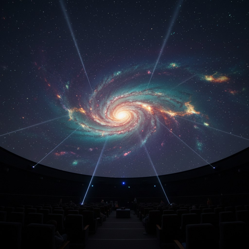 Dome içinde devam eden 360 derece yıldız gösterisi